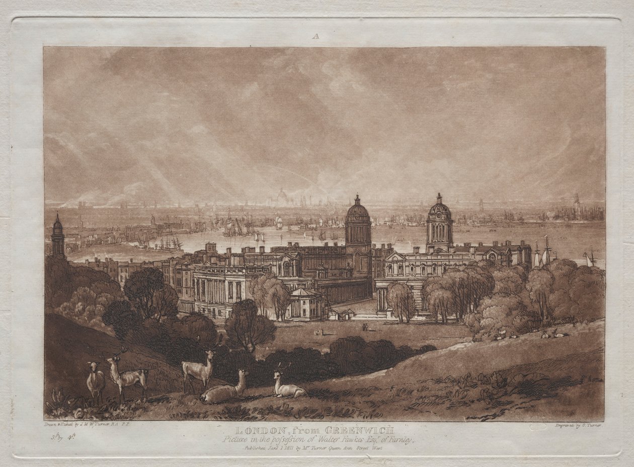 London från Greenwich. av Joseph Mallord William Turner