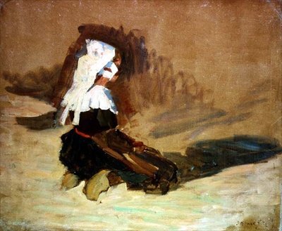 Den knästående bretonska flickan av Joseph Milner Kite