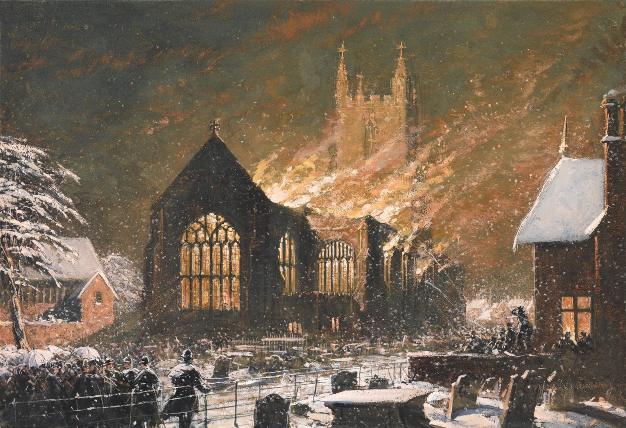 Croydon Church on Fire, 5 januari av Joseph Nash
