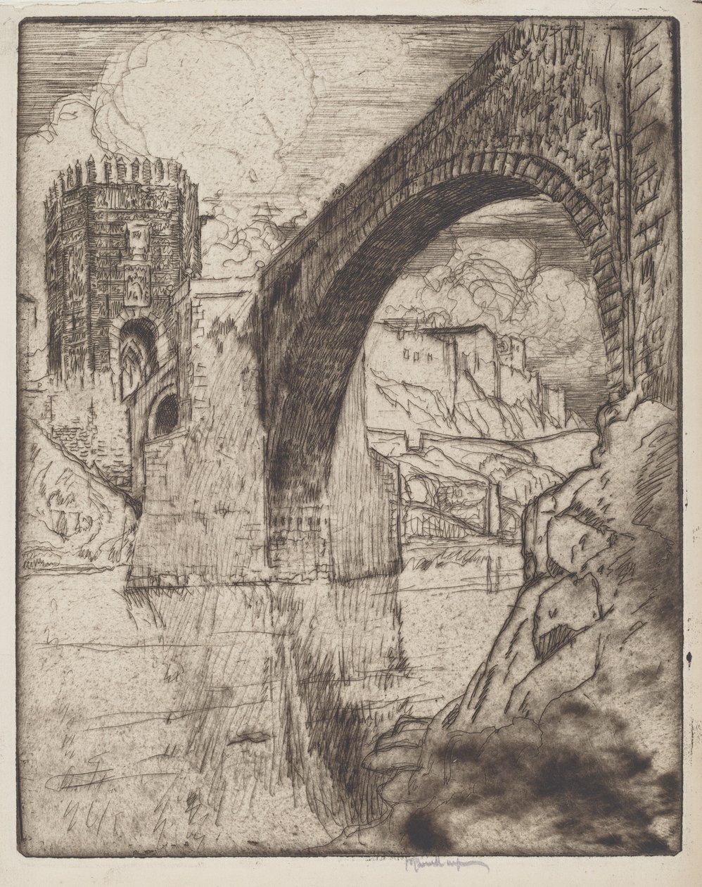 Båge av bron av Alcantara av Joseph Pennell