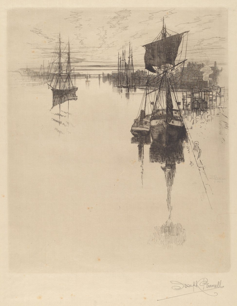 Nedanför Chestnut St. Bridge, Philadelphia av Joseph Pennell