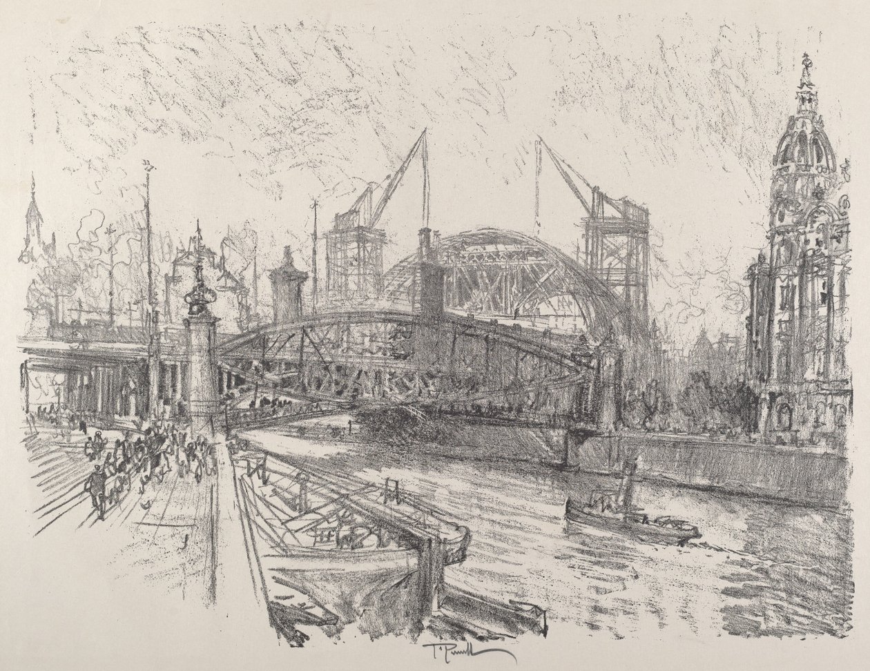 Bygger Friedrichstrasse Station, 1921. av Joseph Pennell
