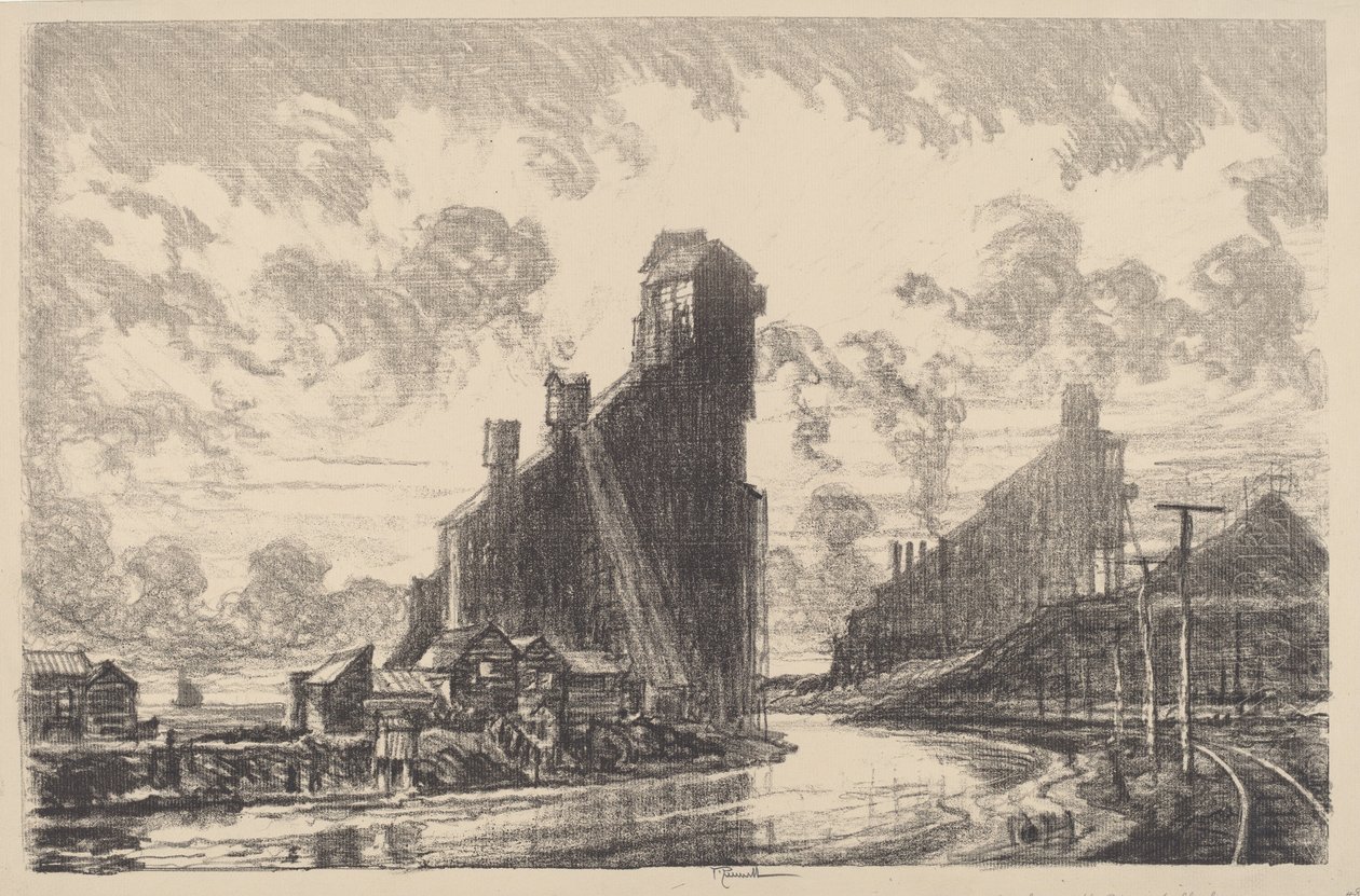 Kolbrytare vid floden, 1910. av Joseph Pennell