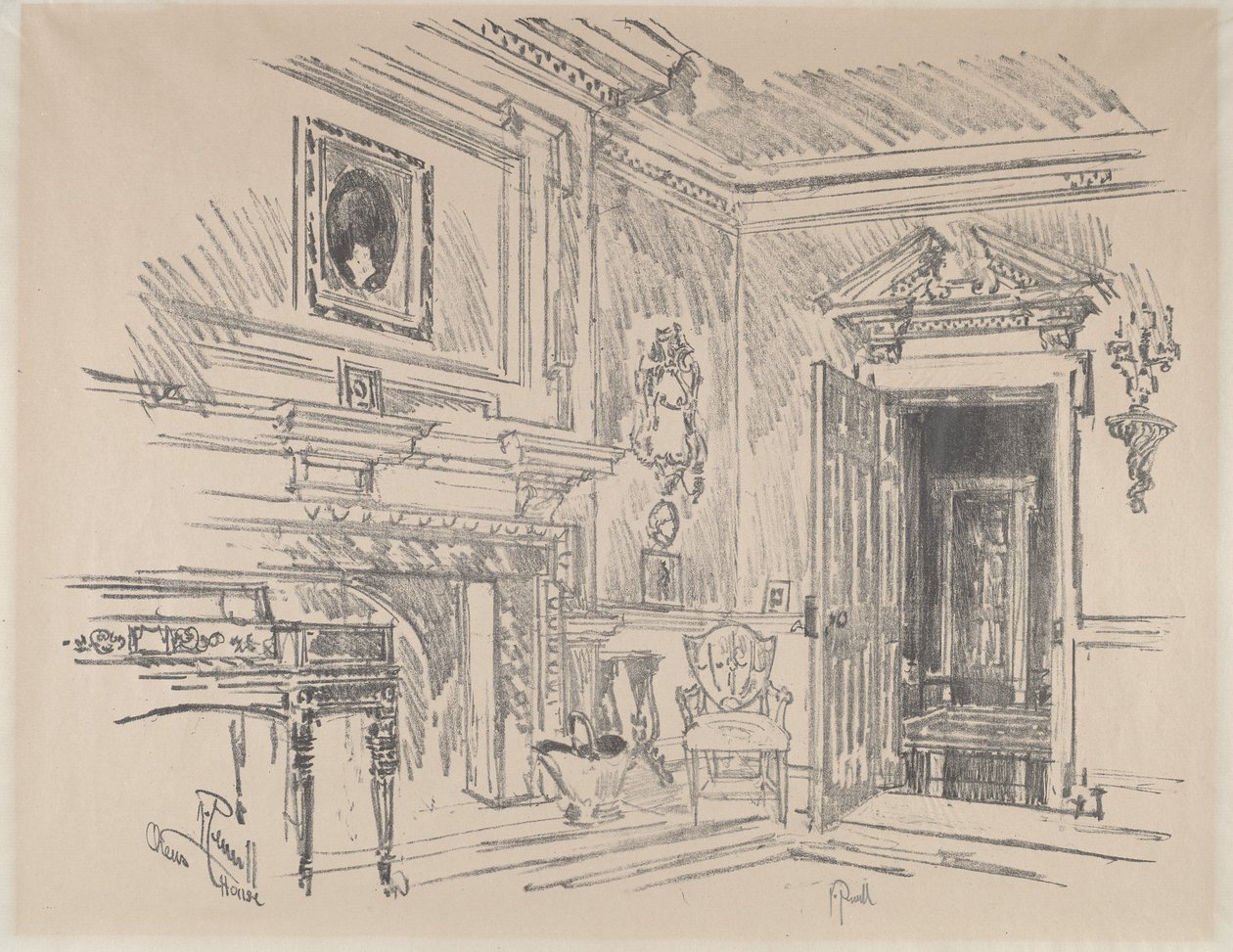 Salongen i Cliveden, 1912. av Joseph Pennell