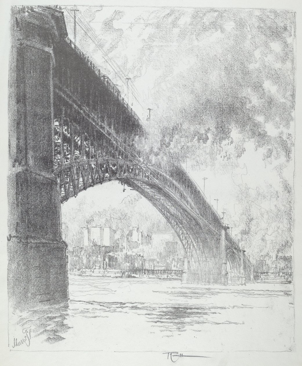 Eads Bridge, St. Louis, 1919. av Joseph Pennell
