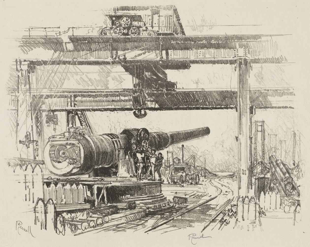 Engelska krigsarbete: Gun-Testing av Joseph Pennell