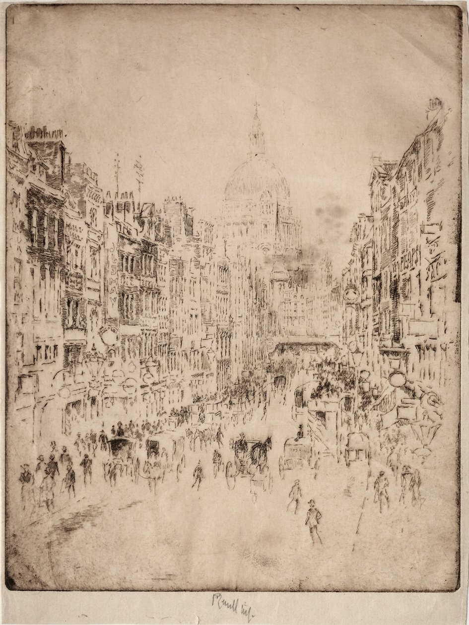 Fleet Street, upp till St. Pauls, 1896. av Joseph Pennell