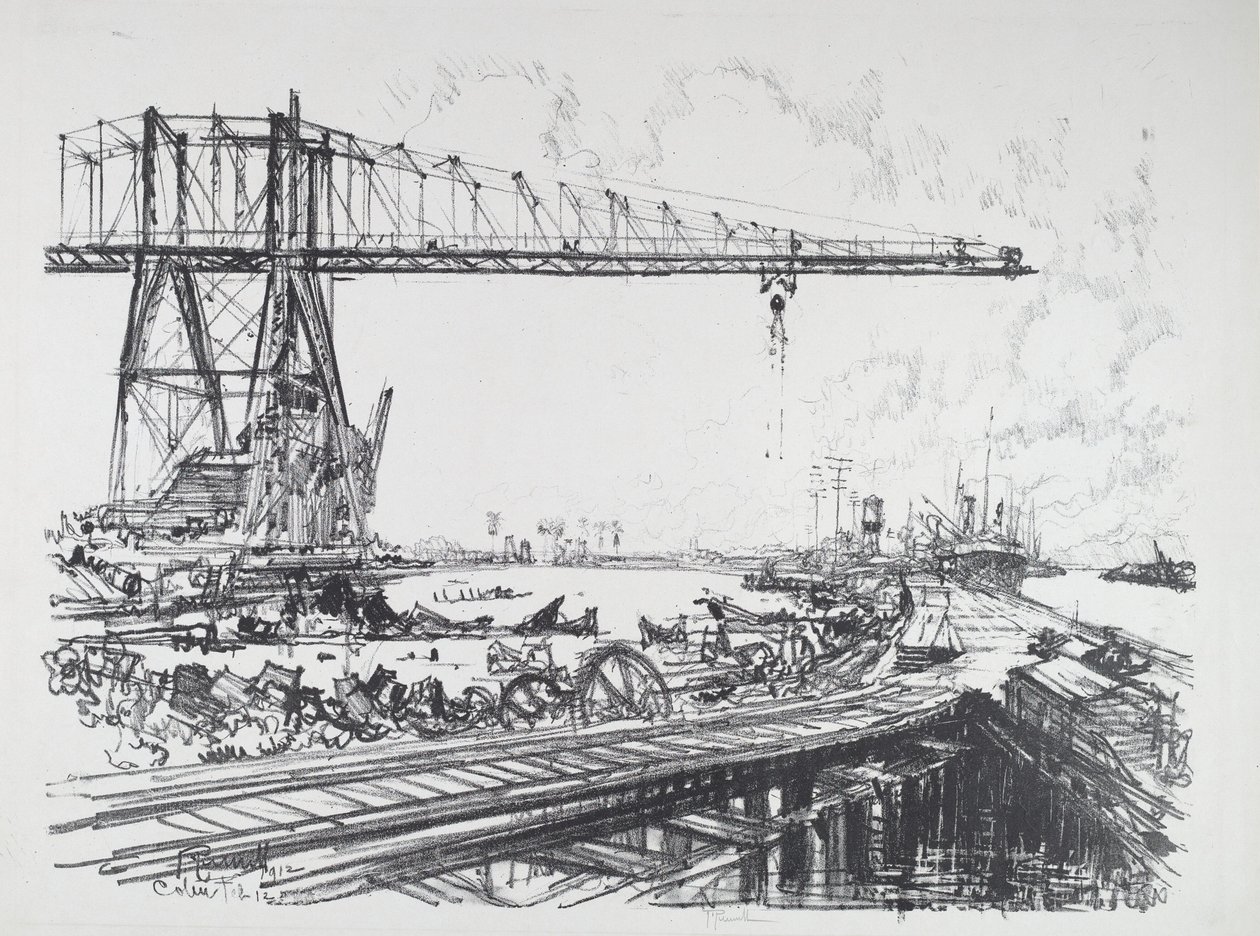 Franska kanalen och amerikanska tranor, 1912. av Joseph Pennell
