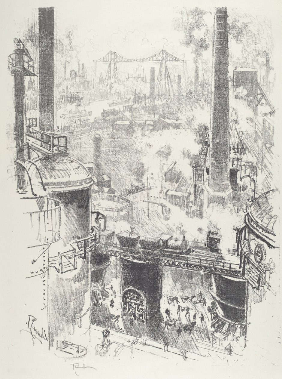 Från ugnarnas toppar, 1916. av Joseph Pennell