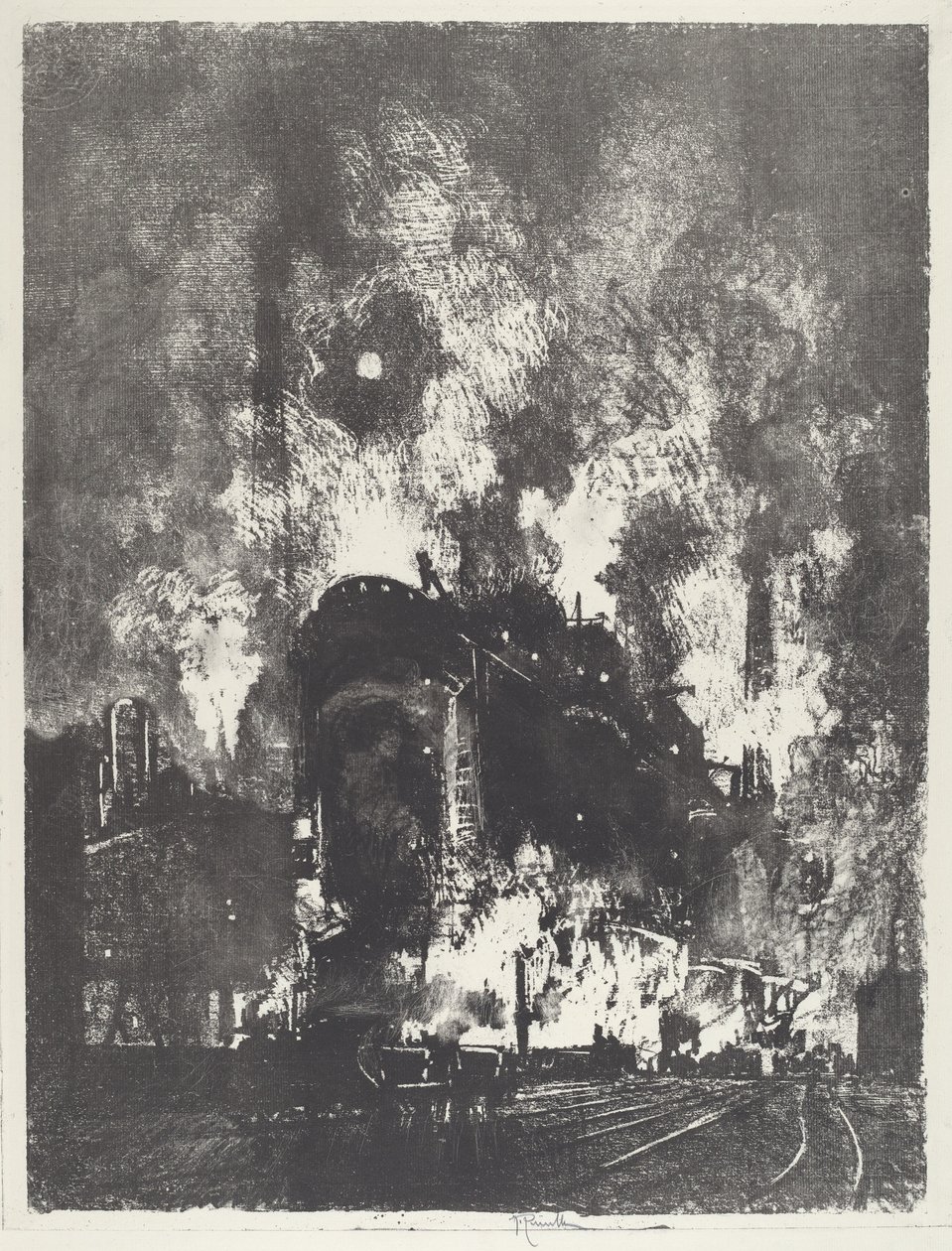 Ugnar om natten, 1916. av Joseph Pennell