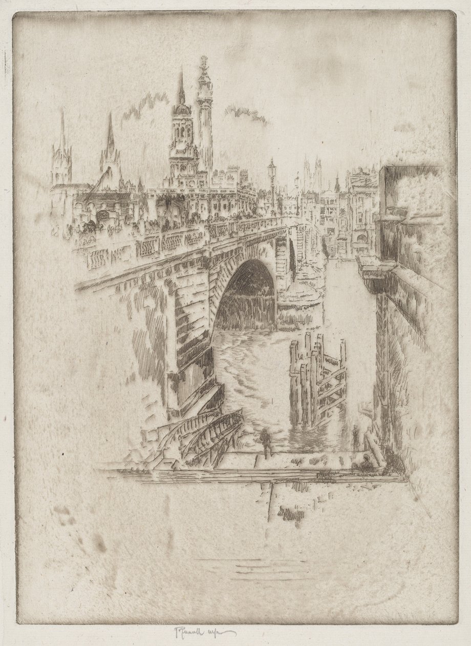 London Bridge trappa av Joseph Pennell