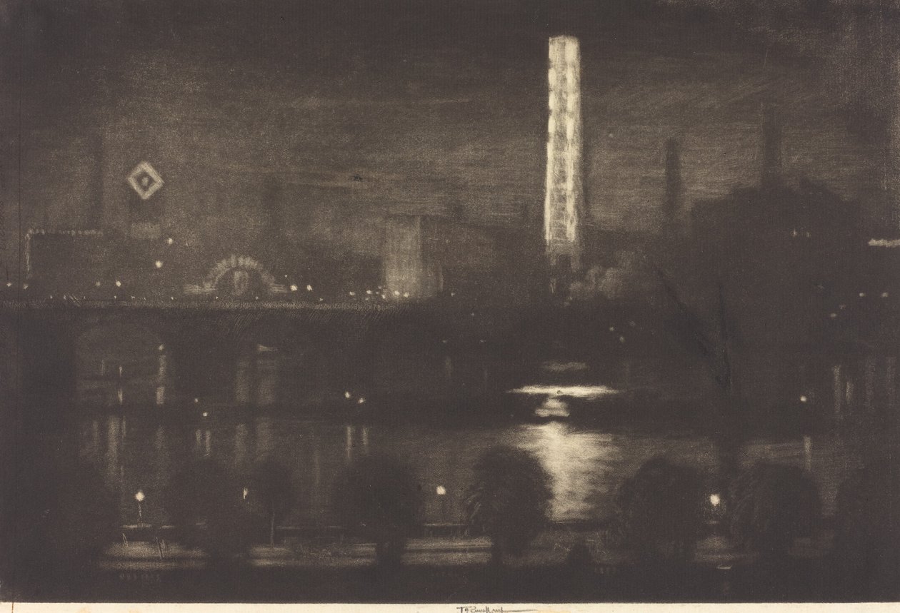 London Night, Whisky och te, 1909. av Joseph Pennell