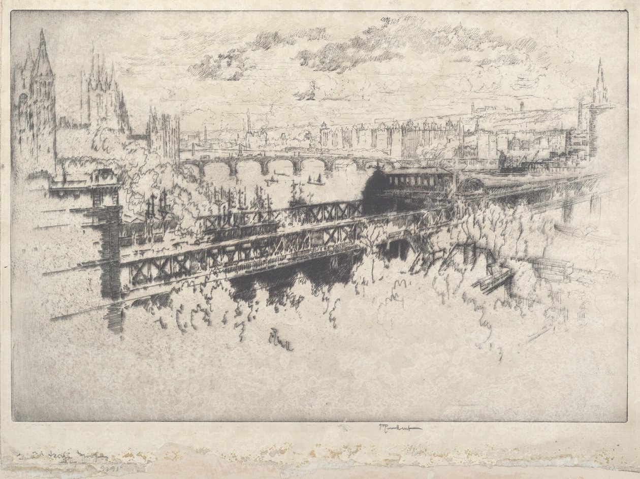 London över Charing Cross Bridge av Joseph Pennell