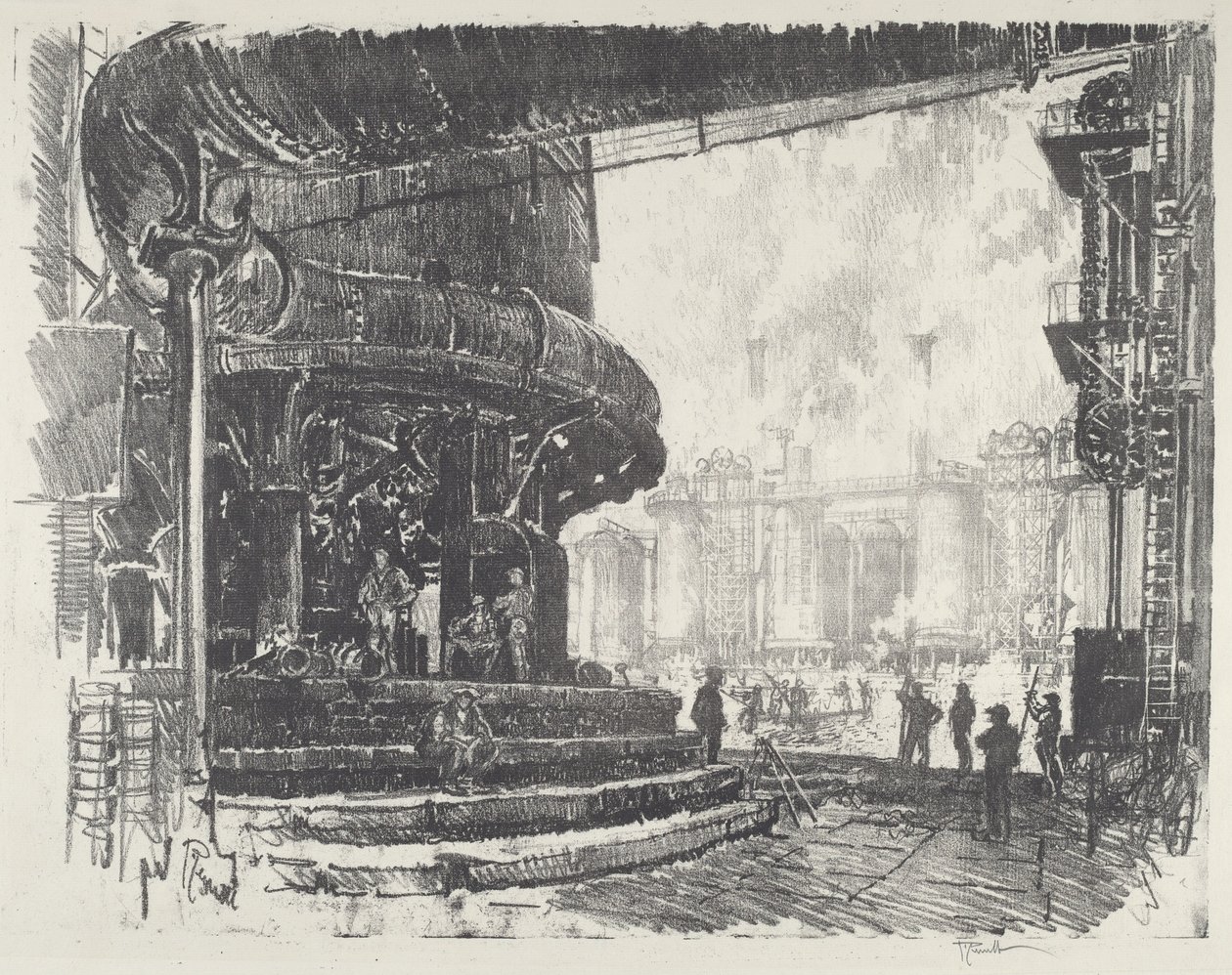 Att göra tackjärn, 1916. av Joseph Pennell