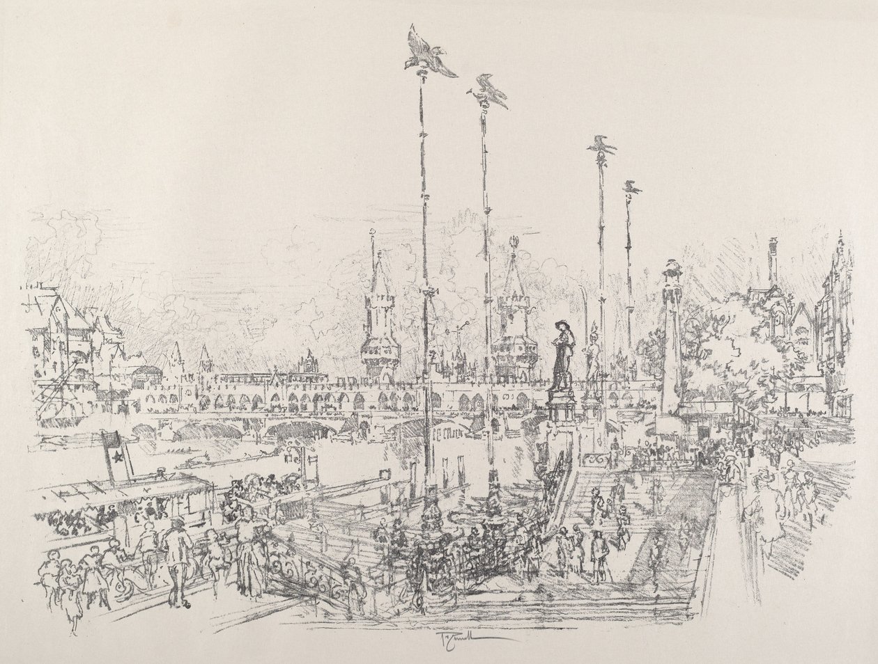 Oberbaum-bron, Berlin av Joseph Pennell