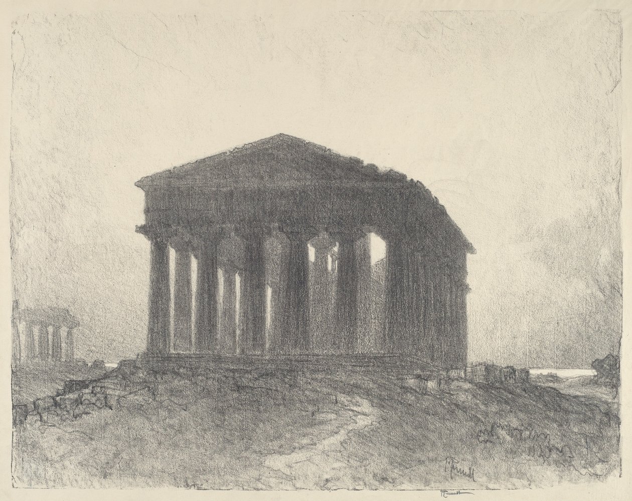 Paestum, afton, 1913. av Joseph Pennell