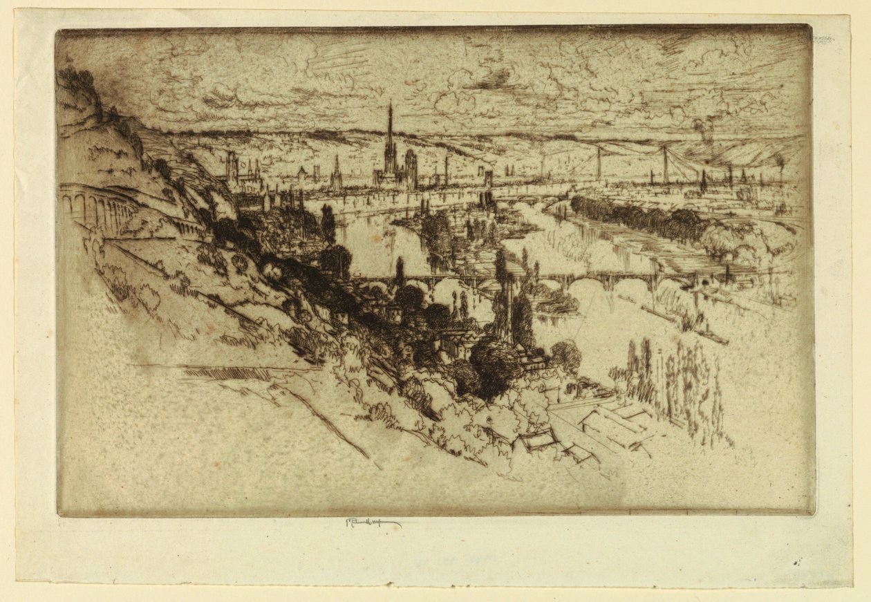 Rouen från Bon Secours av Joseph Pennell