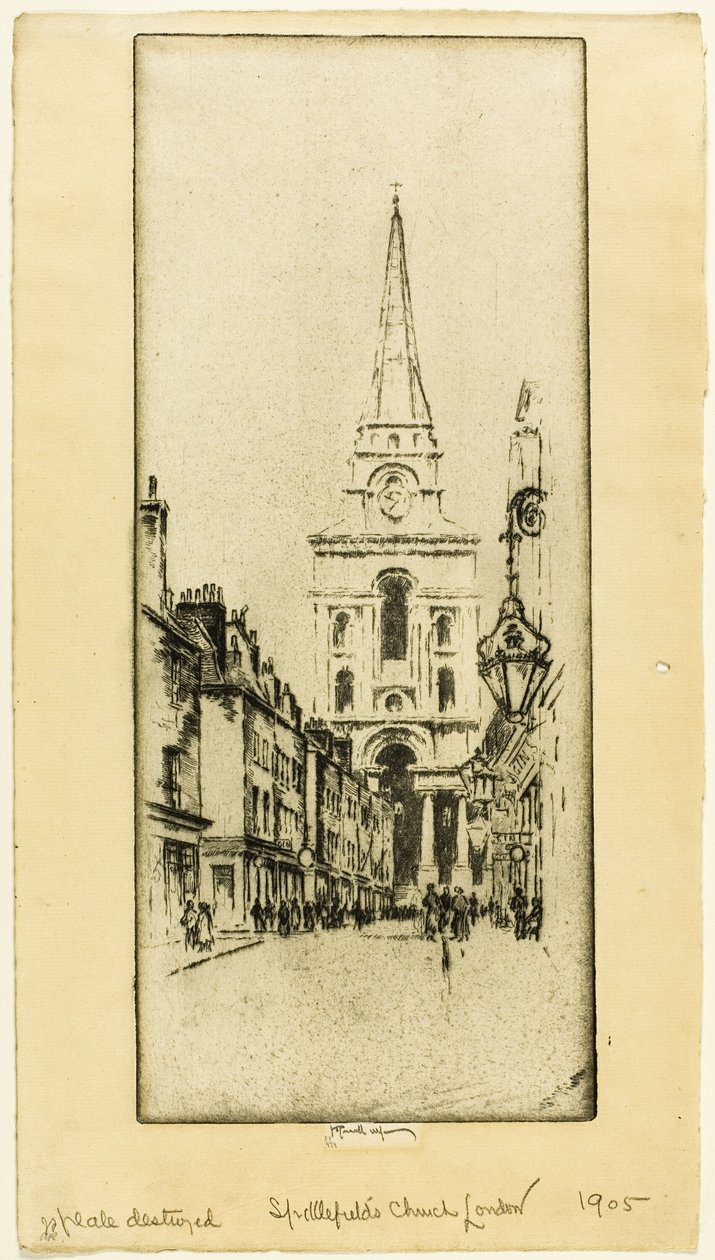 Spitalfields kyrka av Joseph Pennell