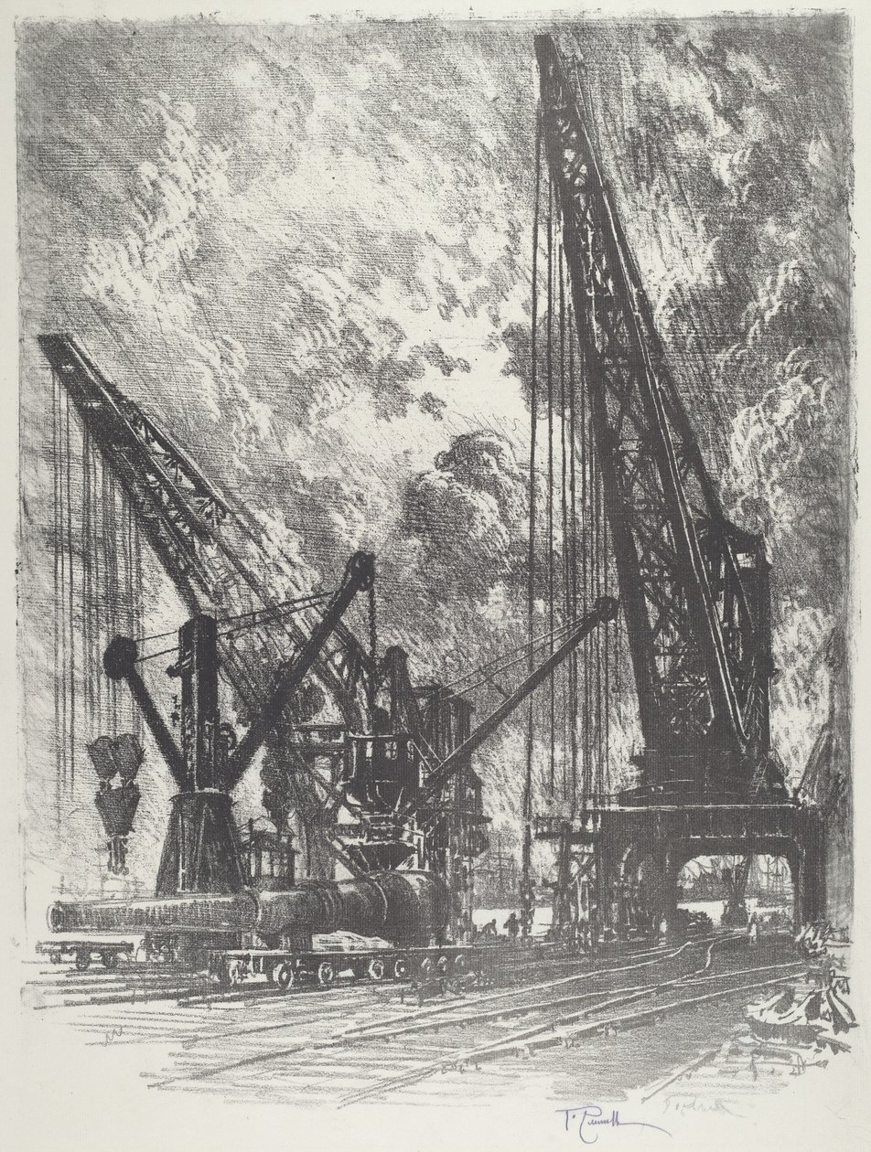 Tar bort den stora pistolen, 1916. av Joseph Pennell
