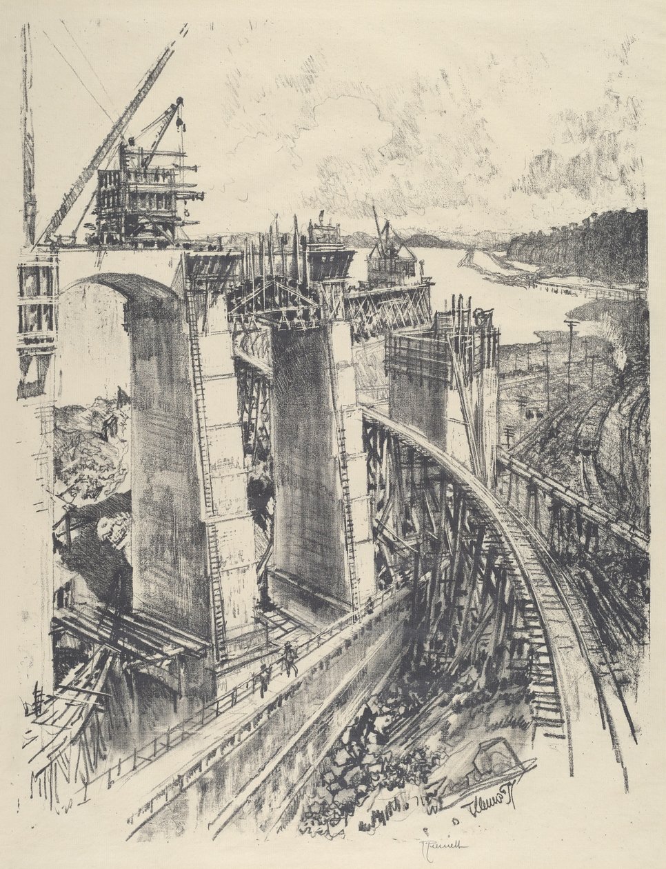 The Approach to Gatun Lock, 1912. av Joseph Pennell