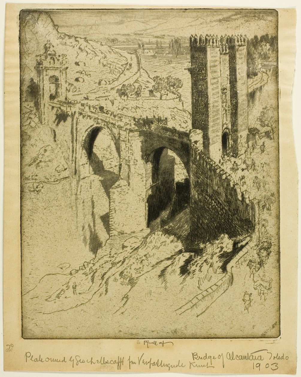 Bron över Alcantara, Toledo av Joseph Pennell
