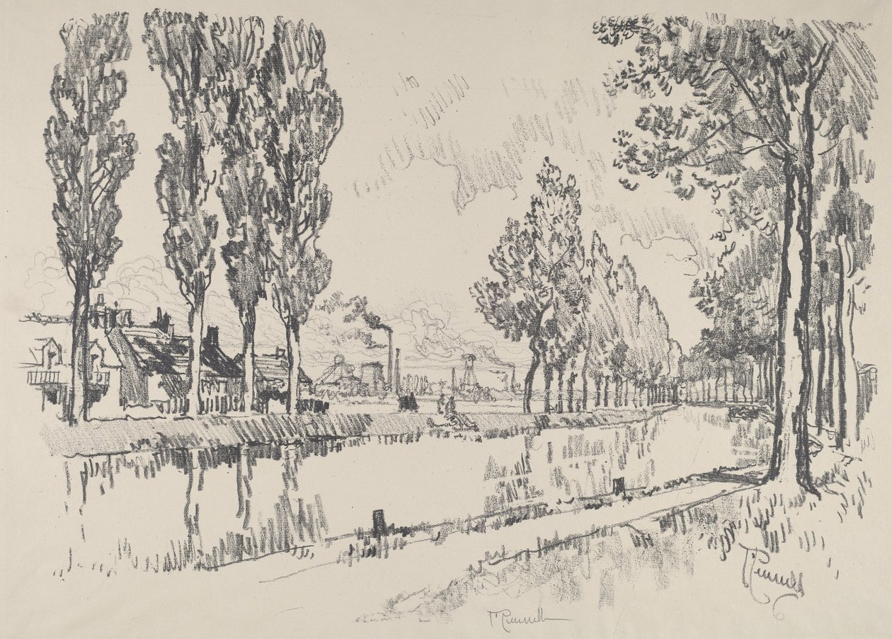 Kanalen vid Blanzy, Frankrike, 1911. av Joseph Pennell