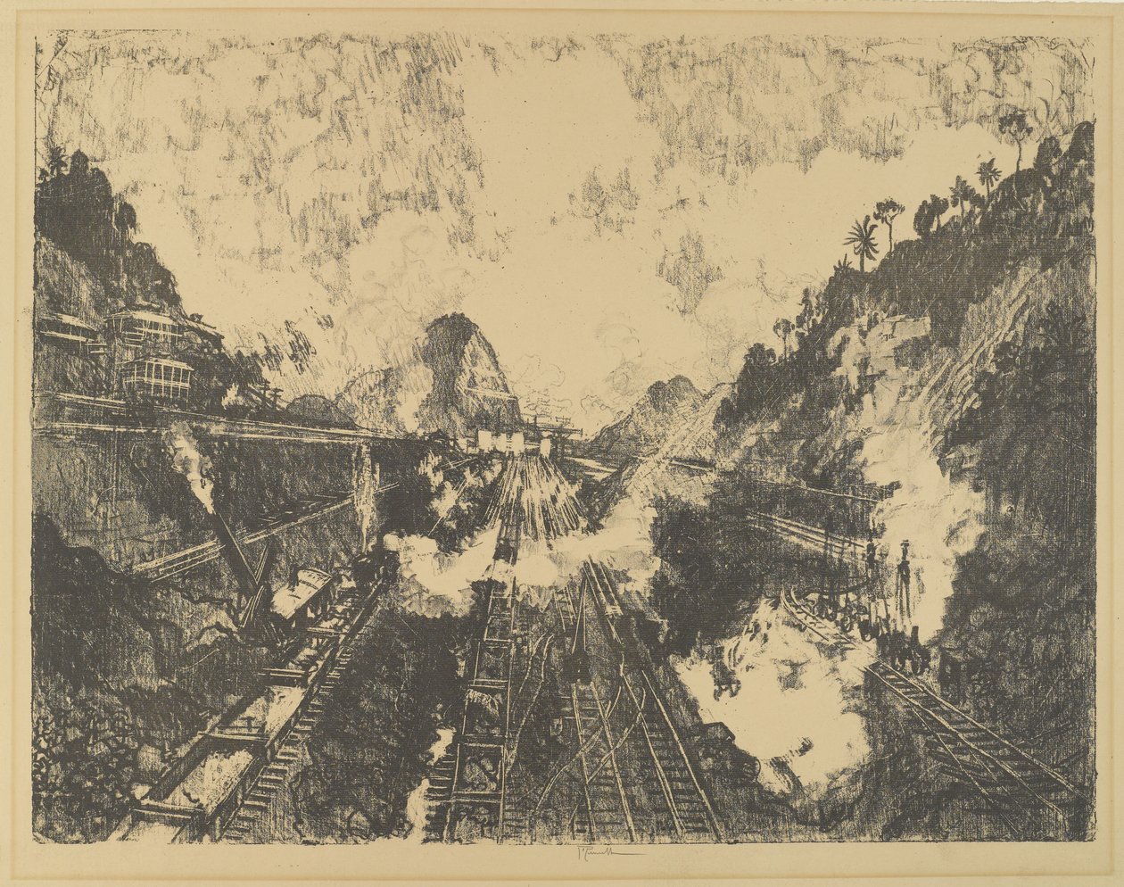 Snittet. Tittar mot Ancon Hill av Joseph Pennell