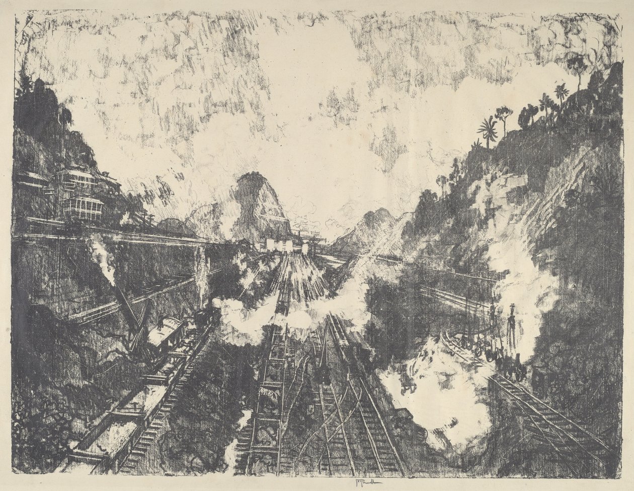 The Cut, Looking toward Ancon Hill, 1912. av Joseph Pennell