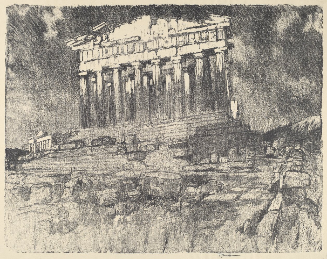 Parthenons fasad, solnedgång, 1913. av Joseph Pennell