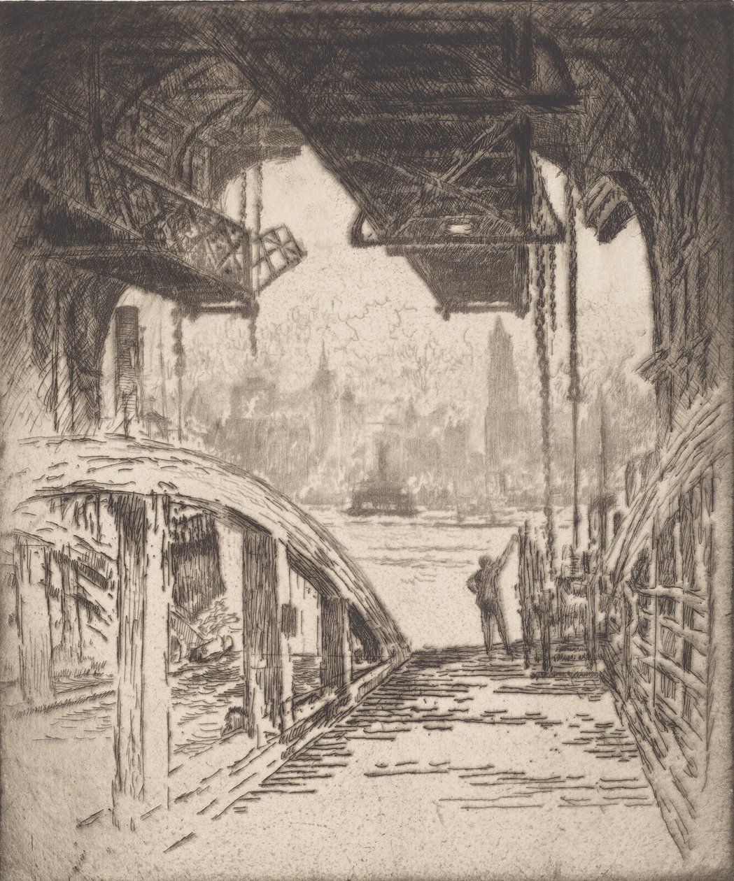 Färjehuset, 1919. av Joseph Pennell