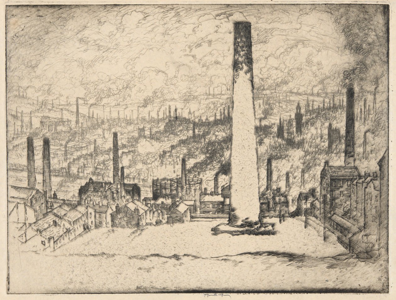 Den stora skorstenen, Bradford av Joseph Pennell