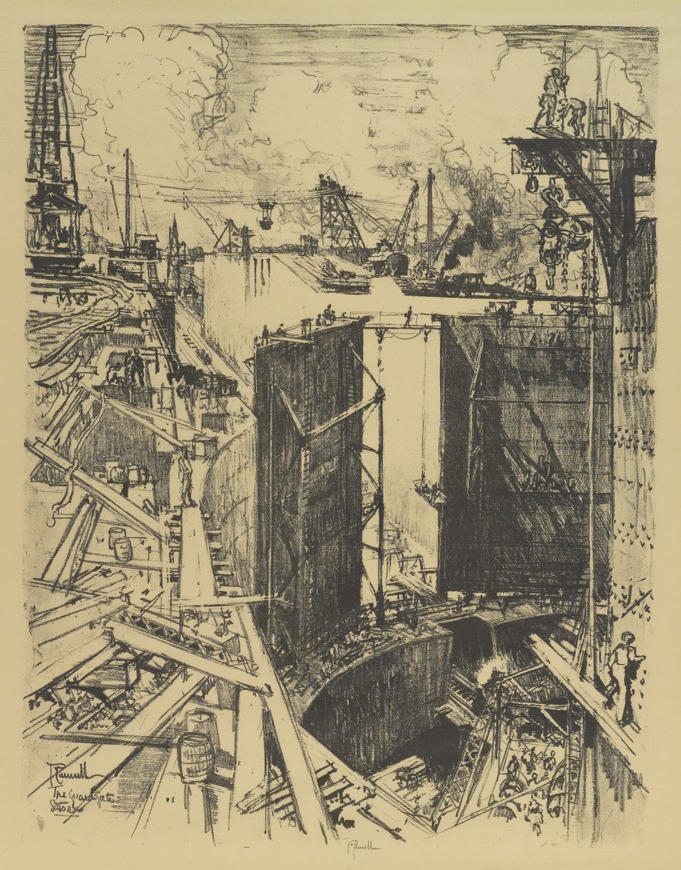 The Guard Gate, Gatun Lock, 1912 av Joseph Pennell