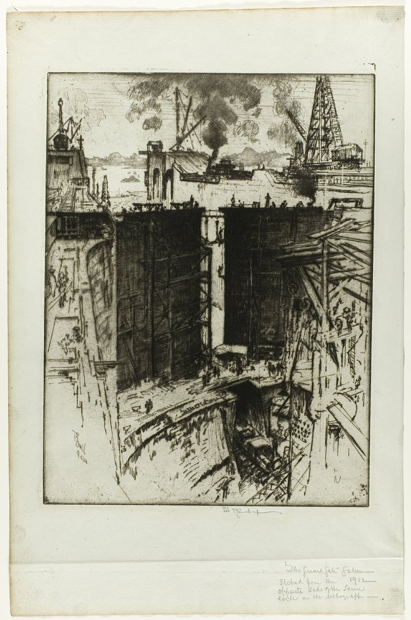 The Guard Gate, Gatun Lock, Panama av Joseph Pennell