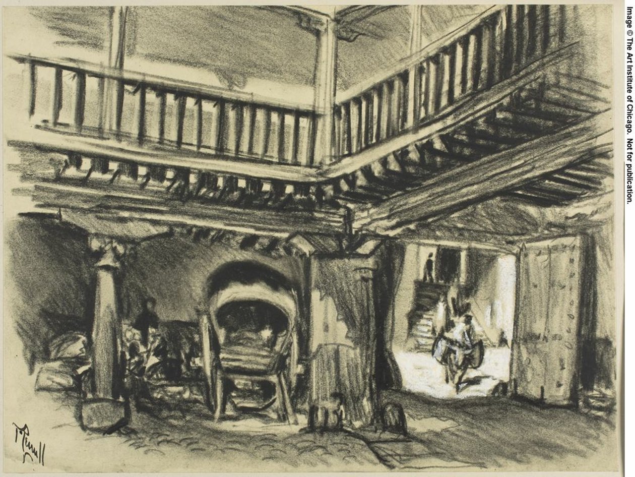 Värdshuset i Cervantés, Toledo av Joseph Pennell