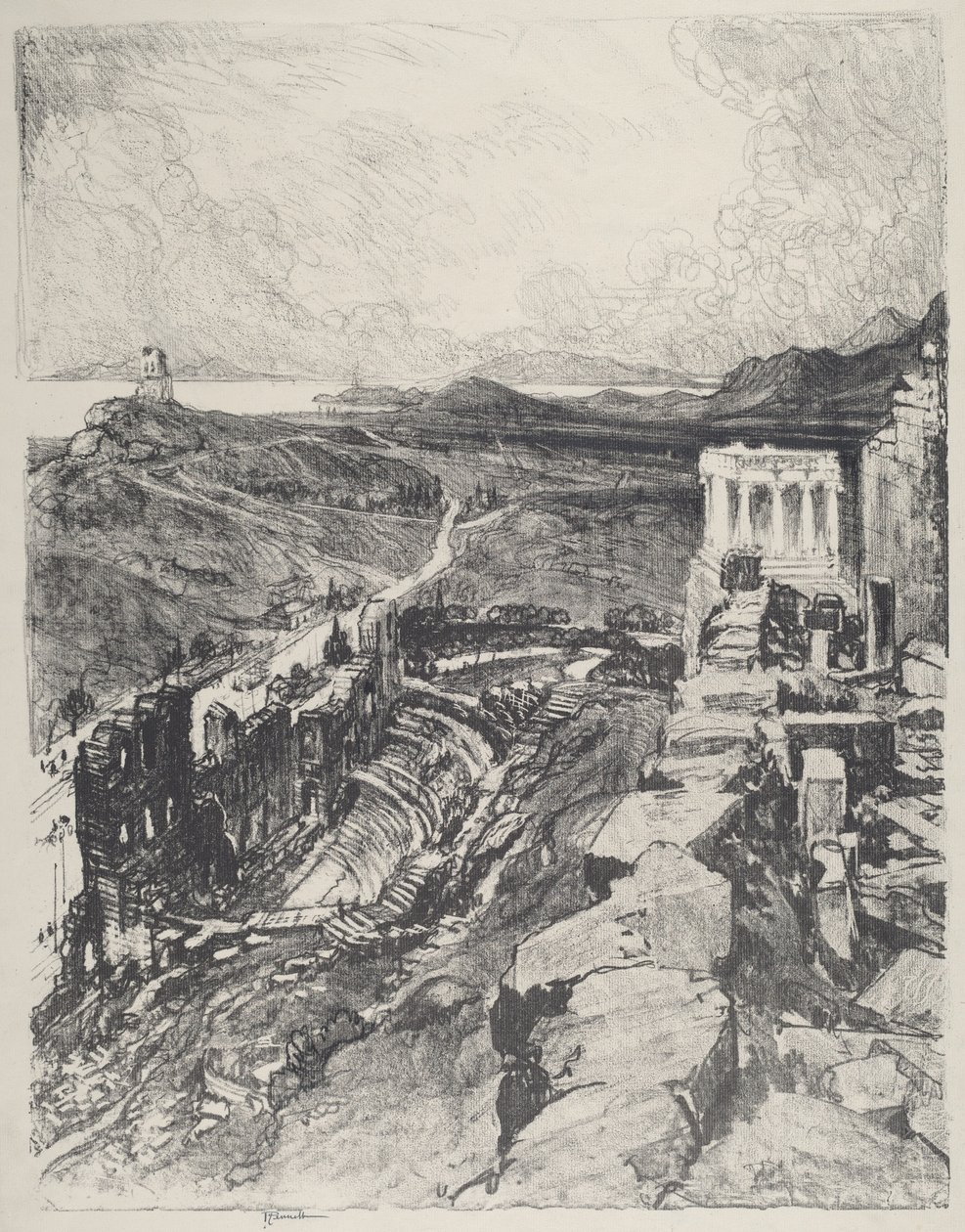 Odeon, Aten, 1913. av Joseph Pennell