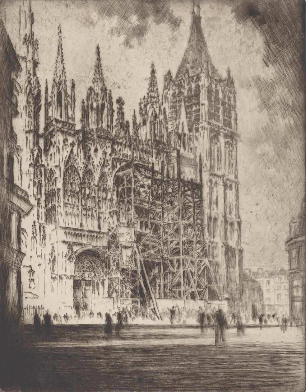 Västfronten, Rouens katedral, 1907. av Joseph Pennell