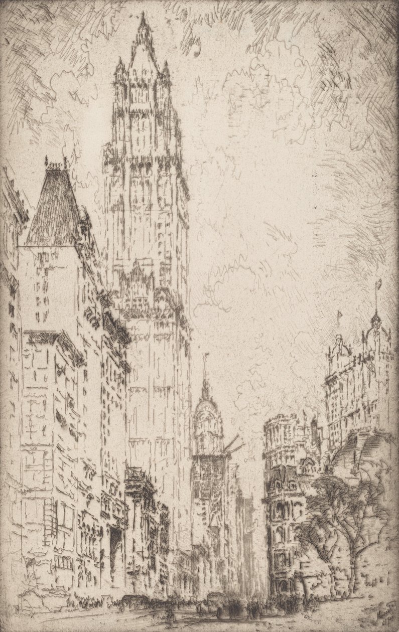 Woolworth Building, 1915. av Joseph Pennell
