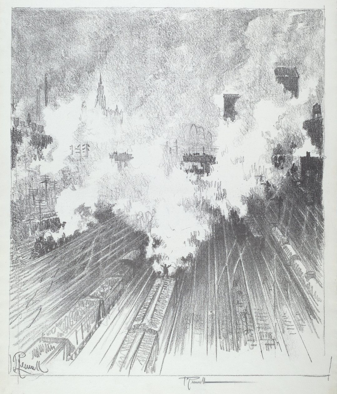 Train Yard, St. Louis av Joseph Pennell