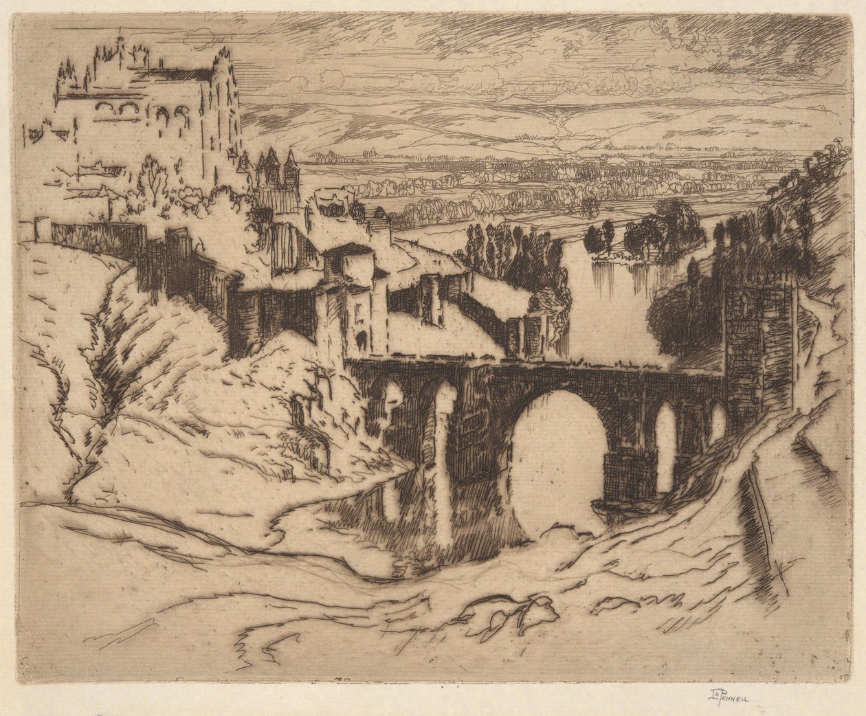 Utan titel [S:t Martins bro, Toledo] av Joseph Pennell