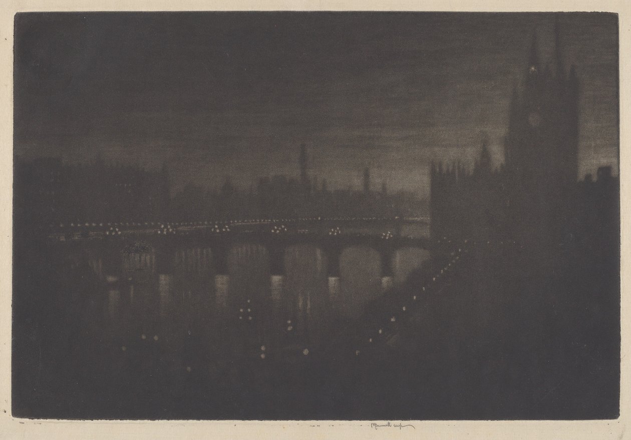 Westminster, kväll, 1909. av Joseph Pennell