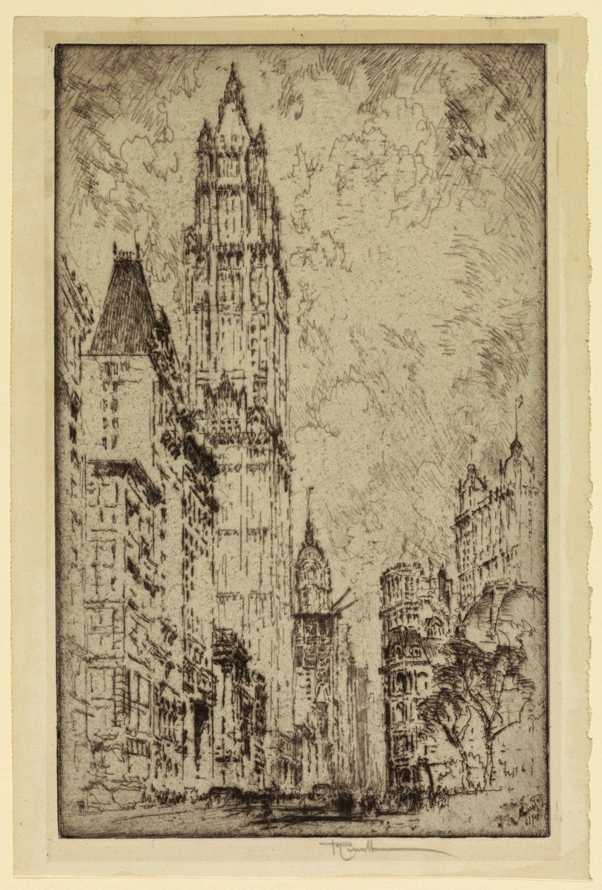 Woolworth Building, New York av Joseph Pennell