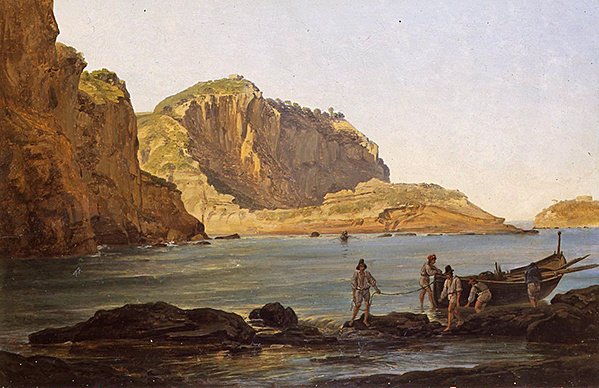 Posillipo (olja på panel) av Joseph Rebell