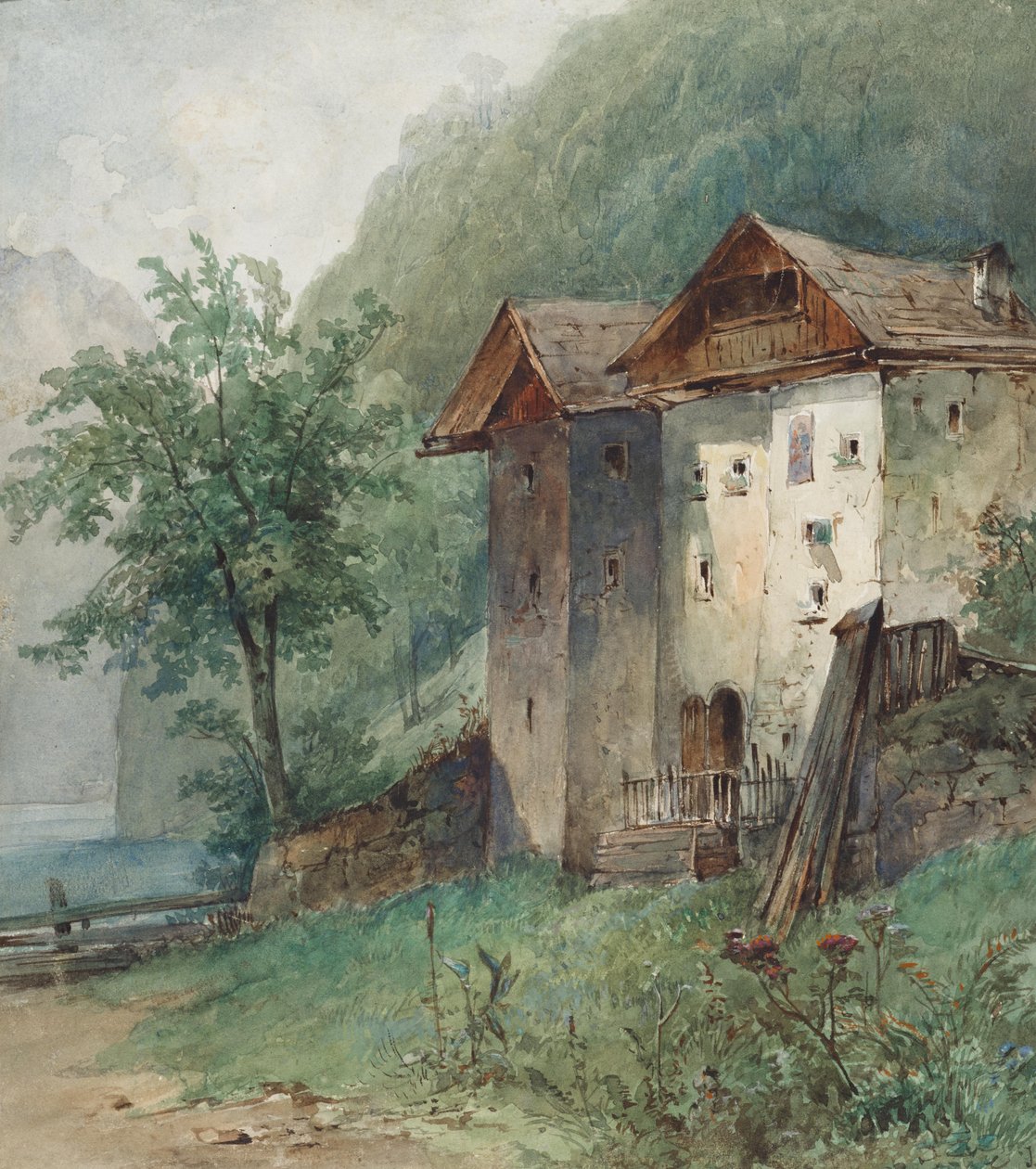 Hus vid en bergssjö av Joseph Selleny