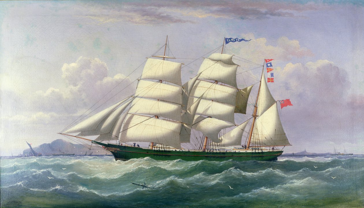 Barquentine Pawnee i Irländska sjön av Joseph Semple