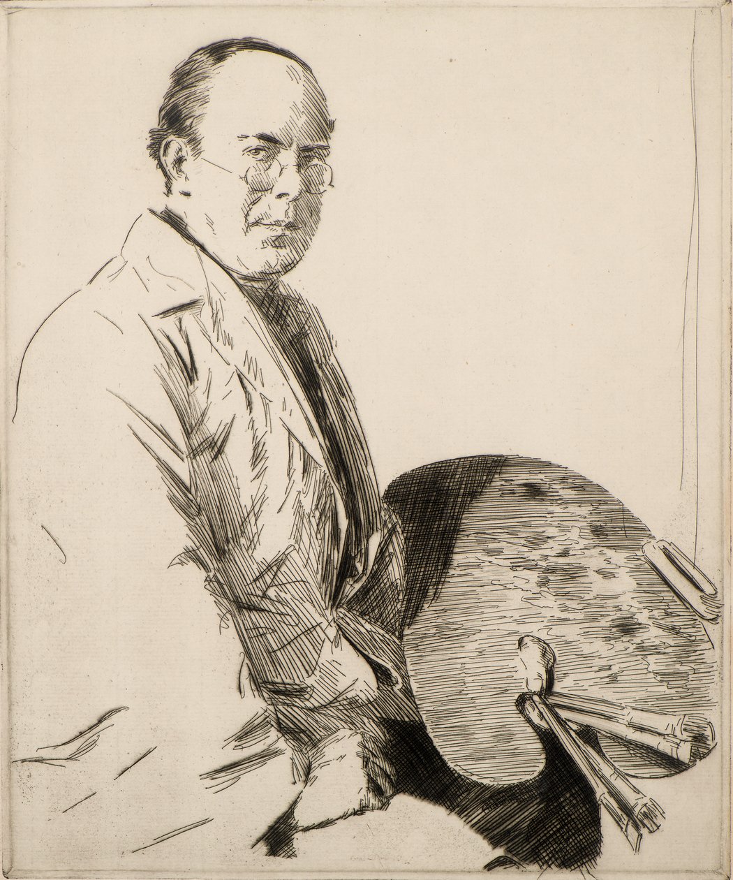 Självporträtt, 1900-talet (etsning) av Joseph Simpson