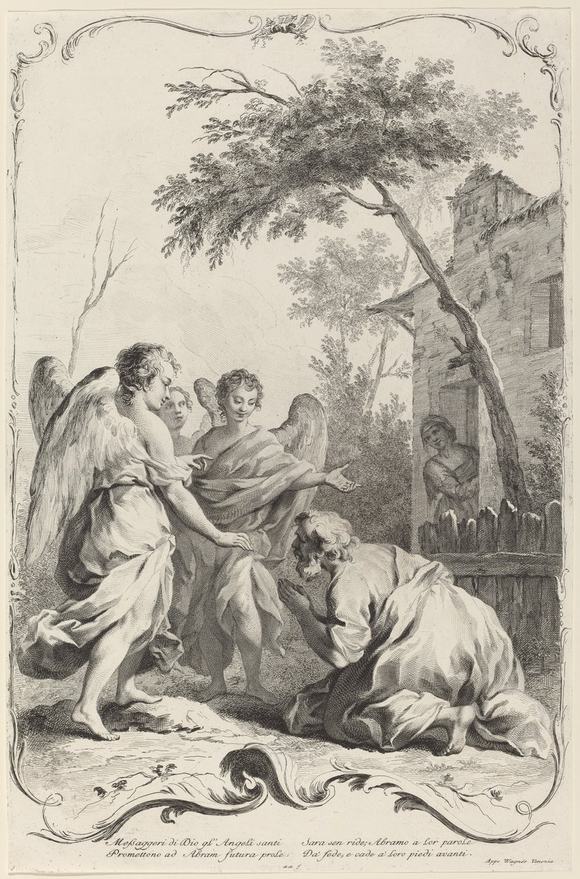 Abraham knäböjer inför de tre änglarna av Joseph Wagner