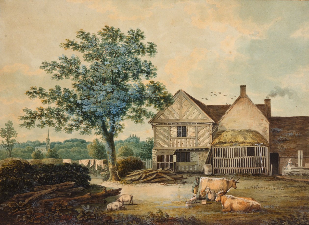 Gårdsgård nära Aston Hall av Joseph Wright