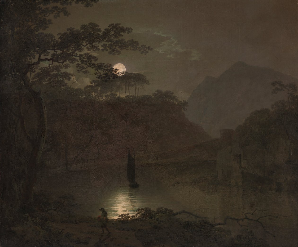 En sjö vid månsken av Joseph Wright of Derby