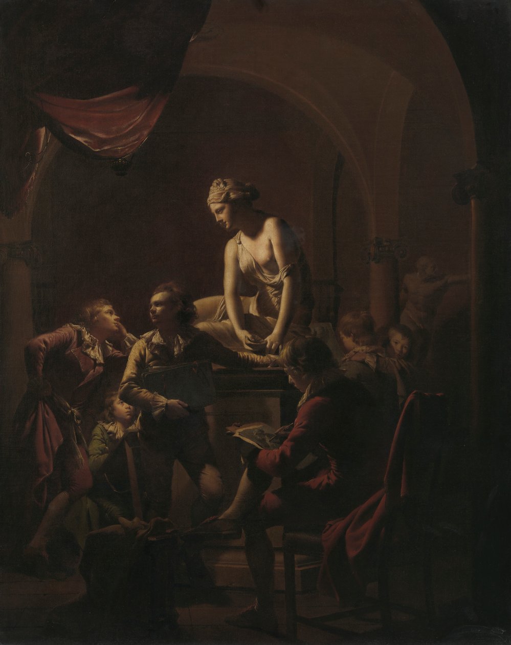 Academy av Lamplight av Joseph Wright of Derby