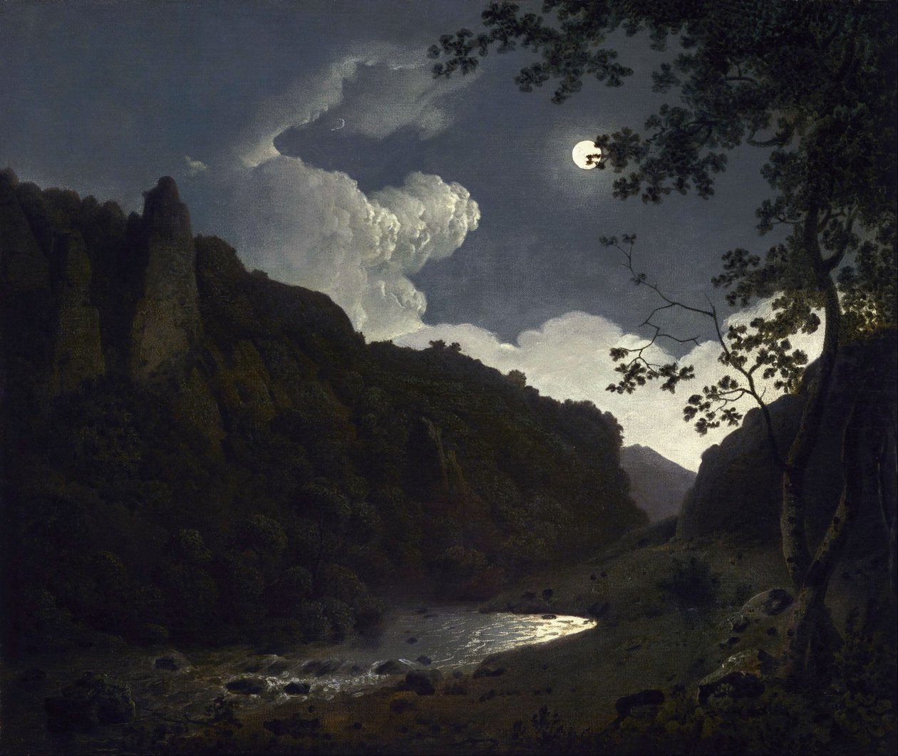 Dovedale i månskenet av Joseph Wright of Derby